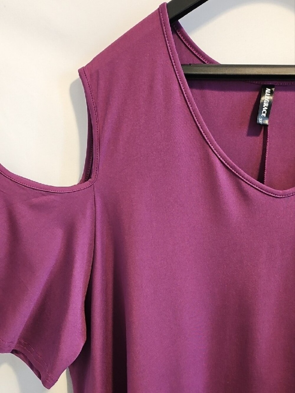 3X Allegrace Purple Cold Shoulder Short Sleeve Tunic Top - Plus Size  Excellent - Picture 4 of 9